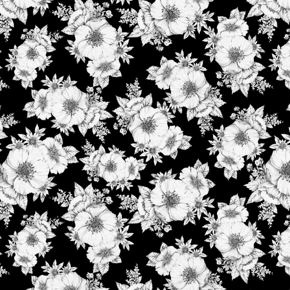 Accessories - White illustrated flowers mask